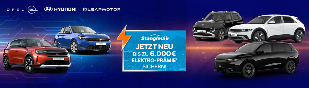 Elektromodelle von Opel, Hyundai und Leapmotor. Elektro-Prämie von bis zu 6000 Euro sichern