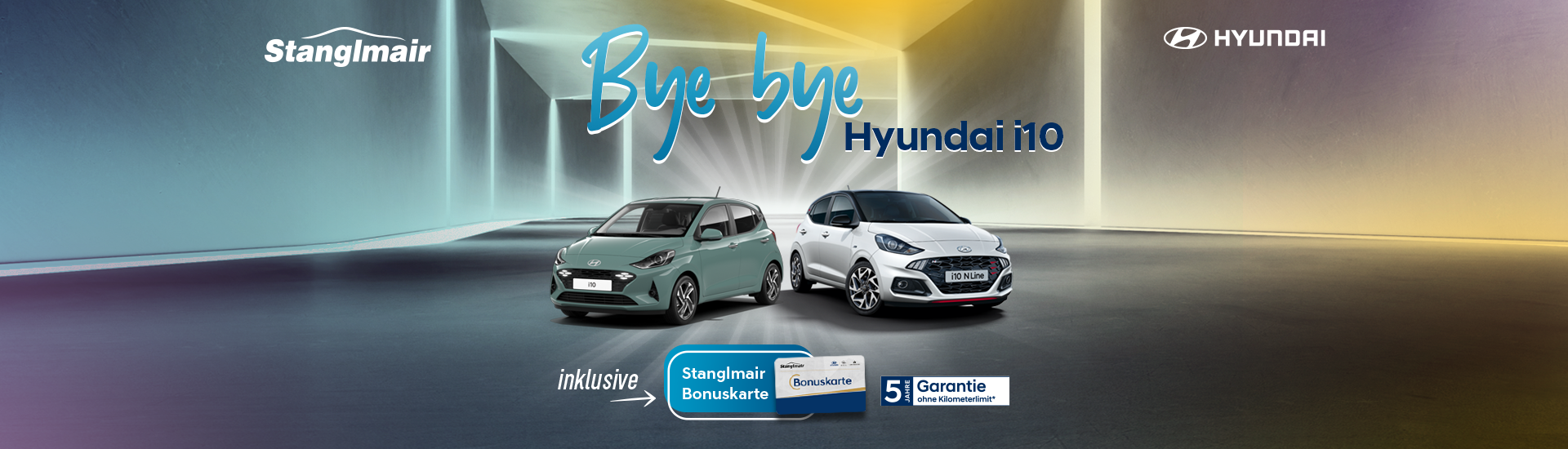 Gestaltetes Werbebild zur Hyundai i10 Aktion "Bye bye Hundai i10"